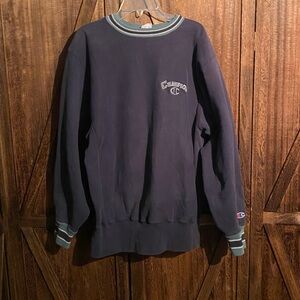 Champion Men's Navy Crewneck Sweater with Logo